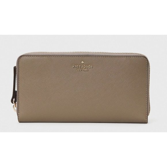 New Kate Spade Laurel Way Neda Large Wallet Saffiano Leather Thunder Cloud - Picture 1 of 3